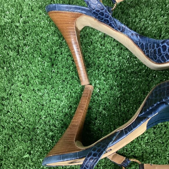 Vintage Claudia Ciuti Blue Sandal Heel Pumps 10M - Picture 11 of 13
